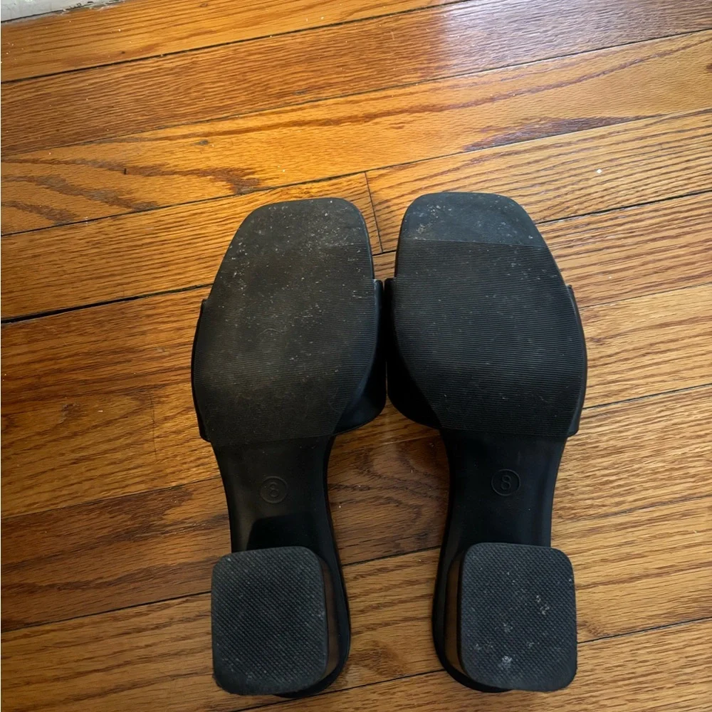 Black Slide Mule with Gold Ring Accent - Women's Shoe - Picture 2 of 3